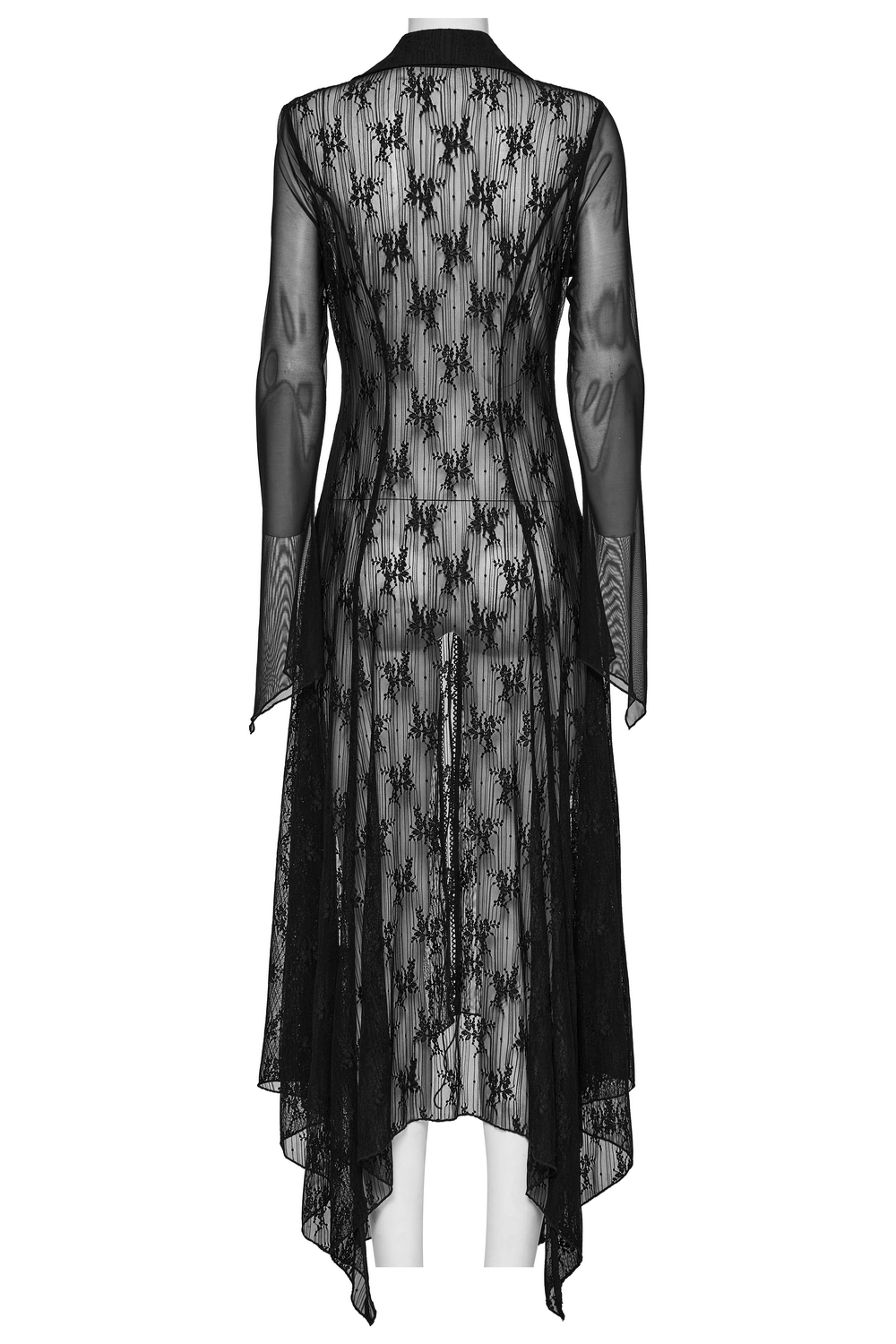 Gothic Lace Cape with Drawstring and Irregular Hem Detail