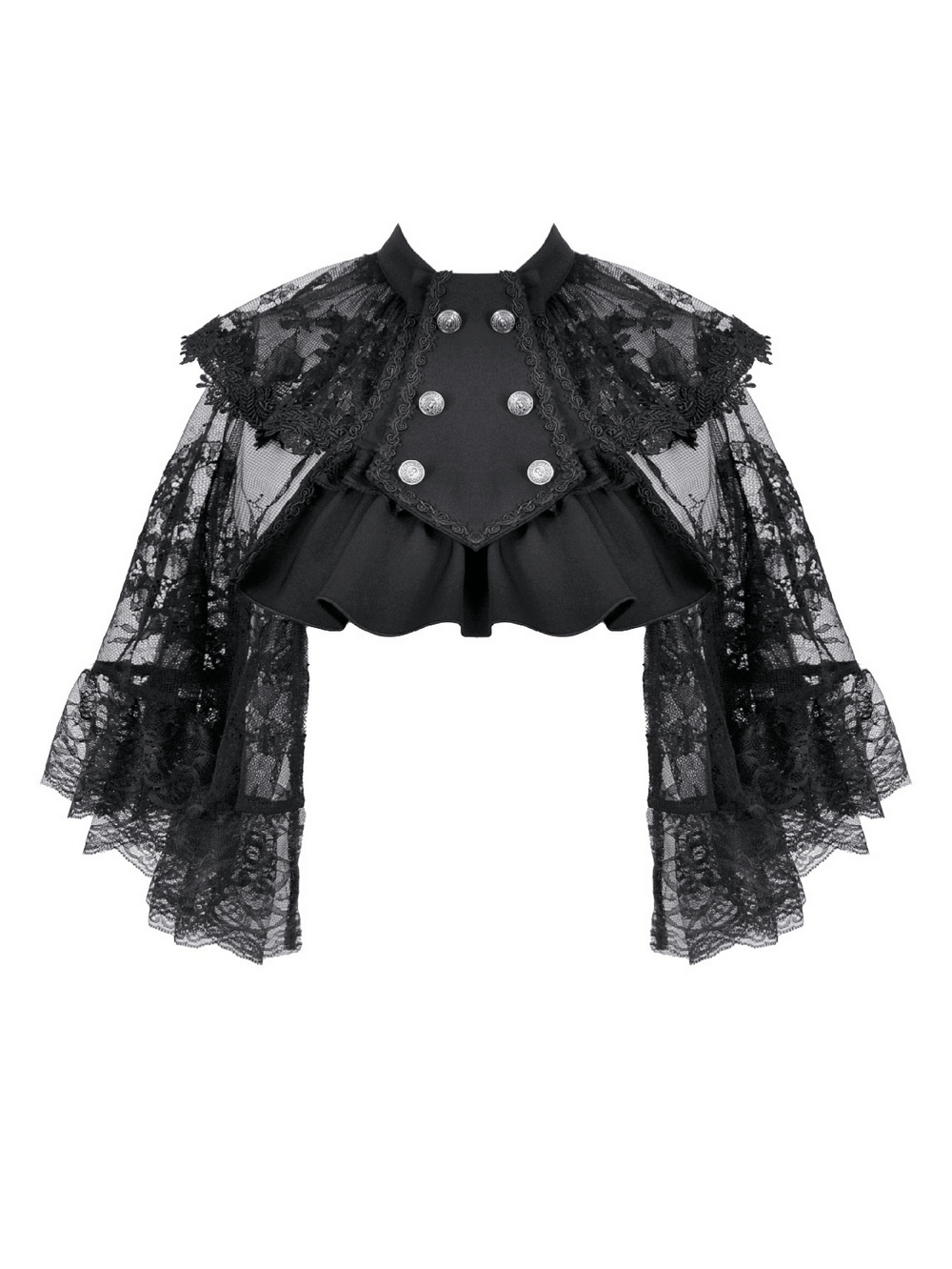 Gothic Lace Capelet with Victorian Sleeves and Buttons