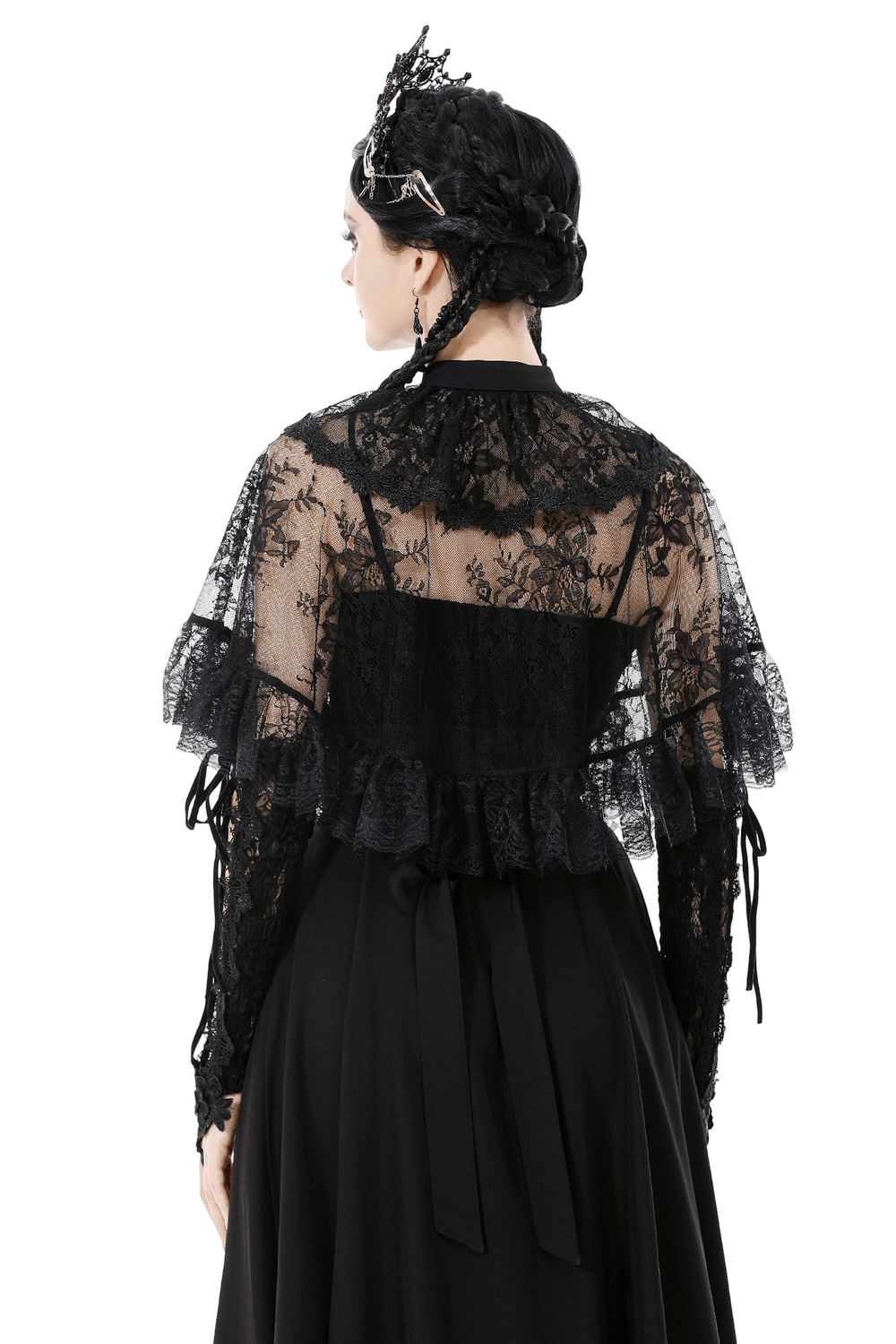 Gothic Lace Capelet with Victorian Sleeves and Buttons