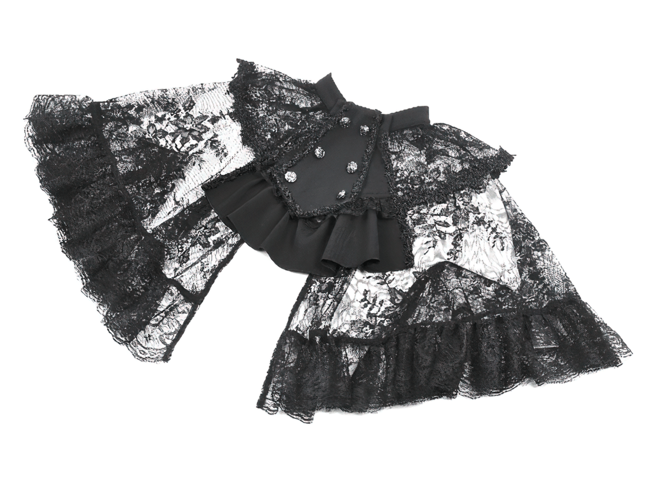 Gothic Lace Capelet with Victorian Sleeves and Buttons