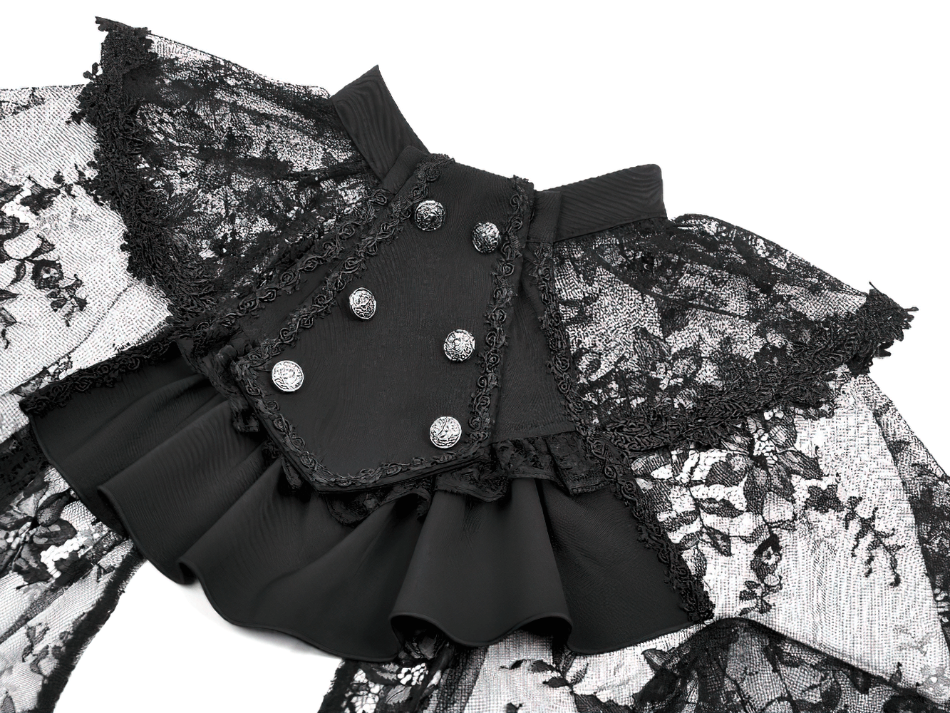Gothic Lace Capelet with Victorian Sleeves and Buttons