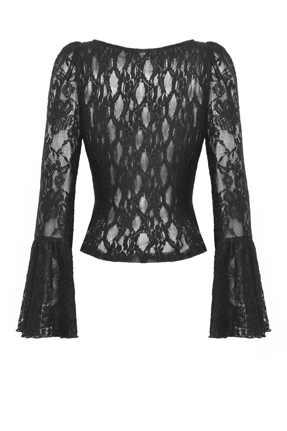 Gothic Lace Corset Top with Bell Sleeves and Tie Accents