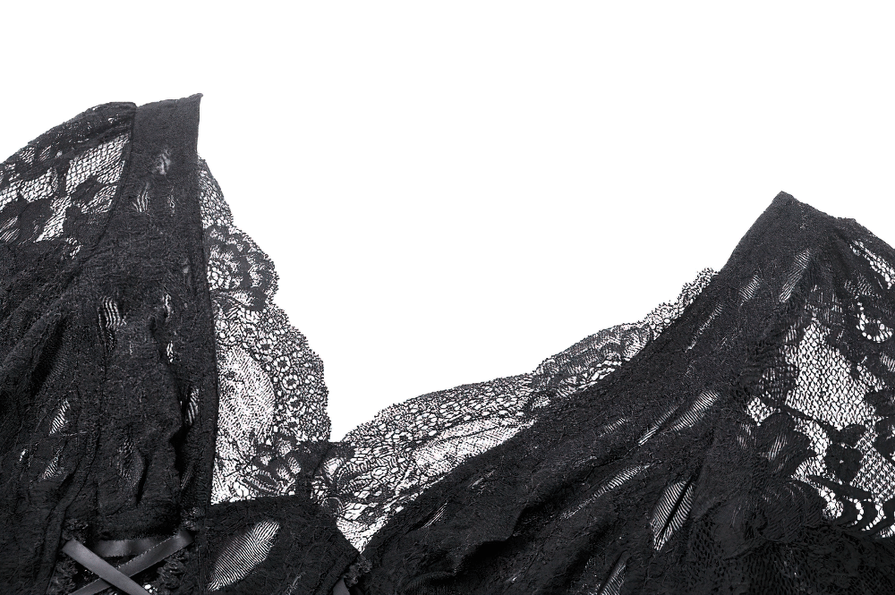 Gothic Lace Corset Top with Bell Sleeves and Tie Accents