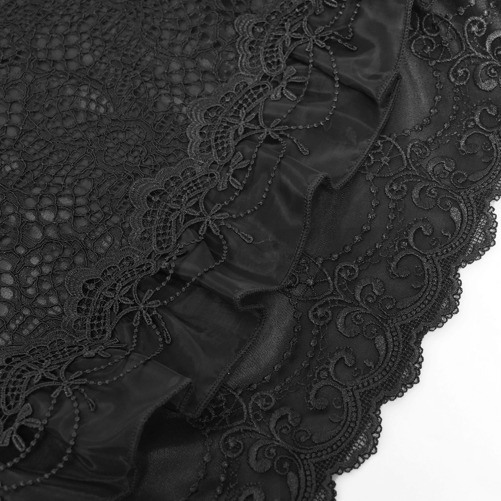 Gothic Lace Layered Skirt with Belts and Ruffled Drapes