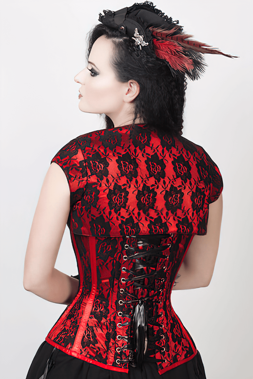 Gothic Lace Overlay Corset with Bolero and Steel Boning