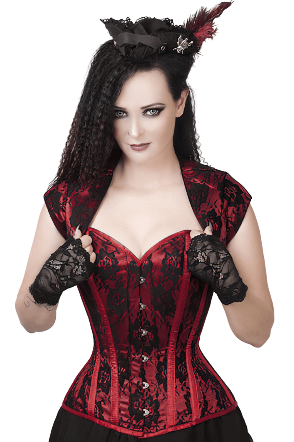 Gothic Lace Overlay Corset with Bolero and Steel Boning