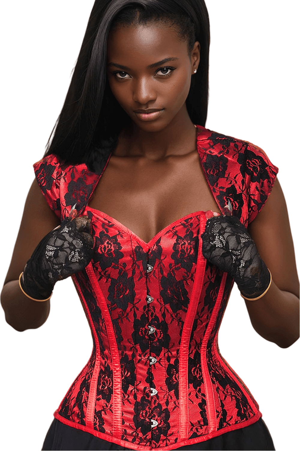 Gothic Lace Overlay Corset with Bolero and Steel Boning