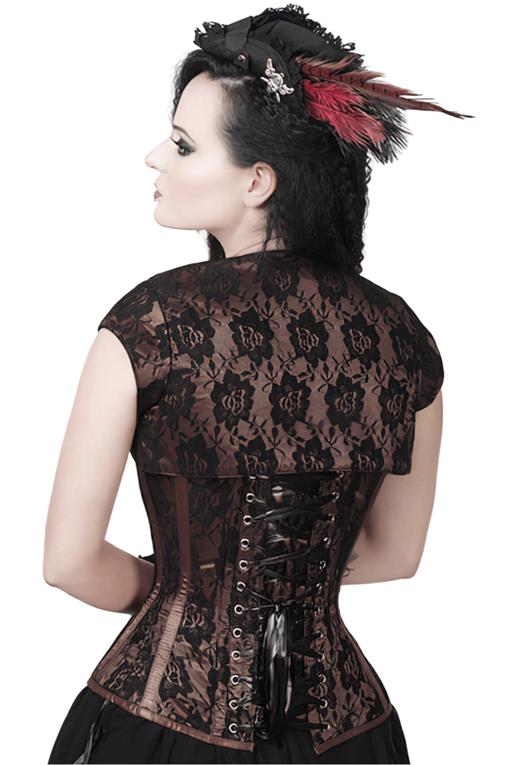 Gothic Lace Overlay Corset with Bolero and Steel Boning