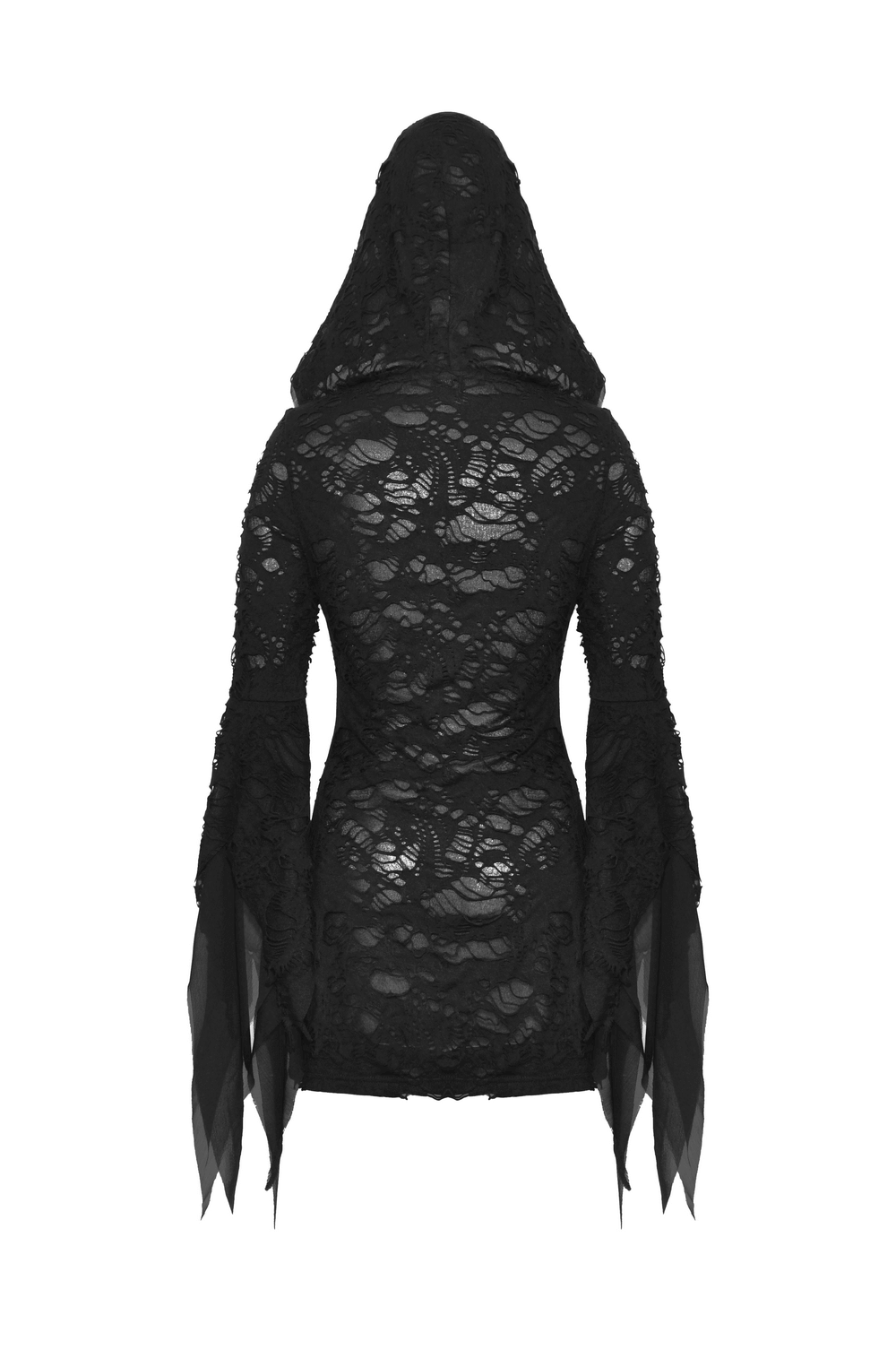 Gothic Lace Ripped Hoodie with Flowing Sleeves