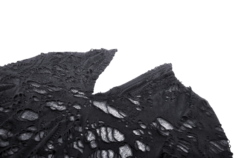 Gothic Lace Ripped Hoodie with Flowing Sleeves