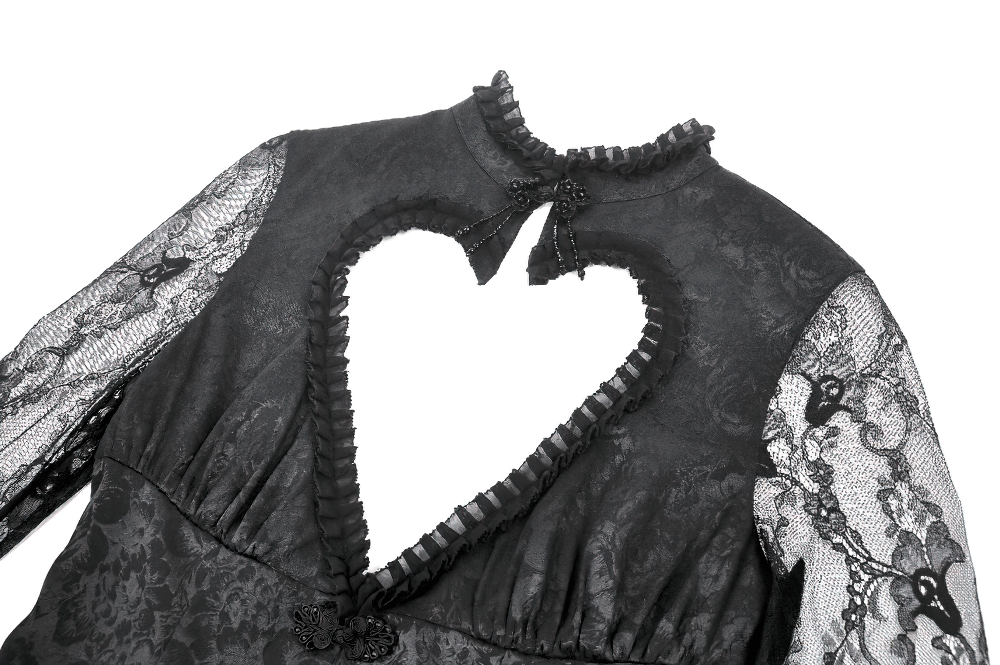 Gothic Lace Ruffle Bell Sleeve Cape with Heart Cutout