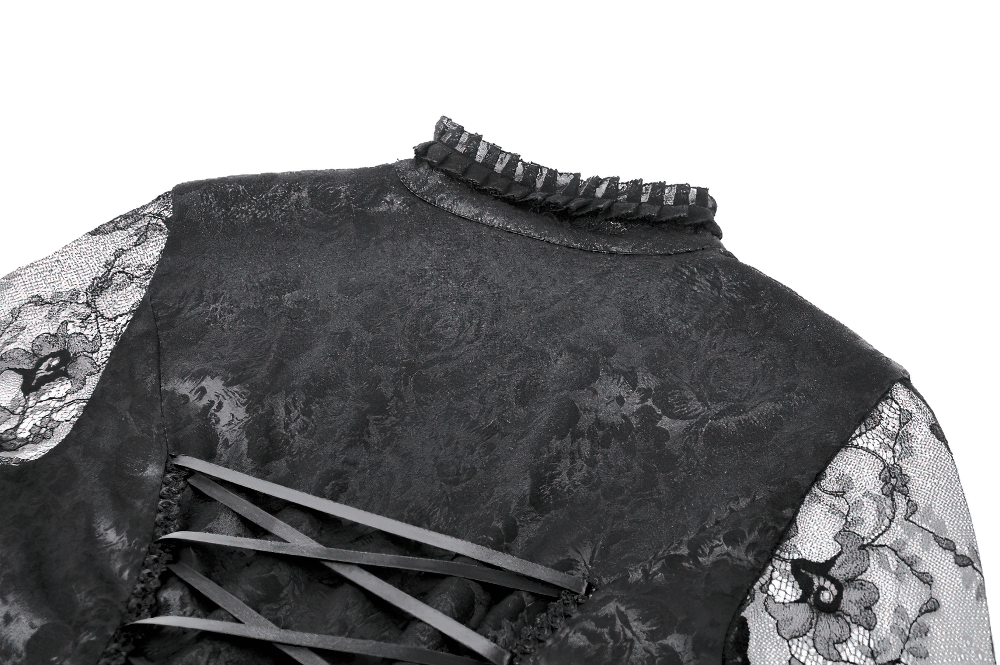 Gothic Lace Ruffle Bell Sleeve Cape with Heart Cutout