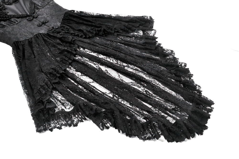 Gothic Lace Ruffle Bell Sleeve Cape with Heart Cutout