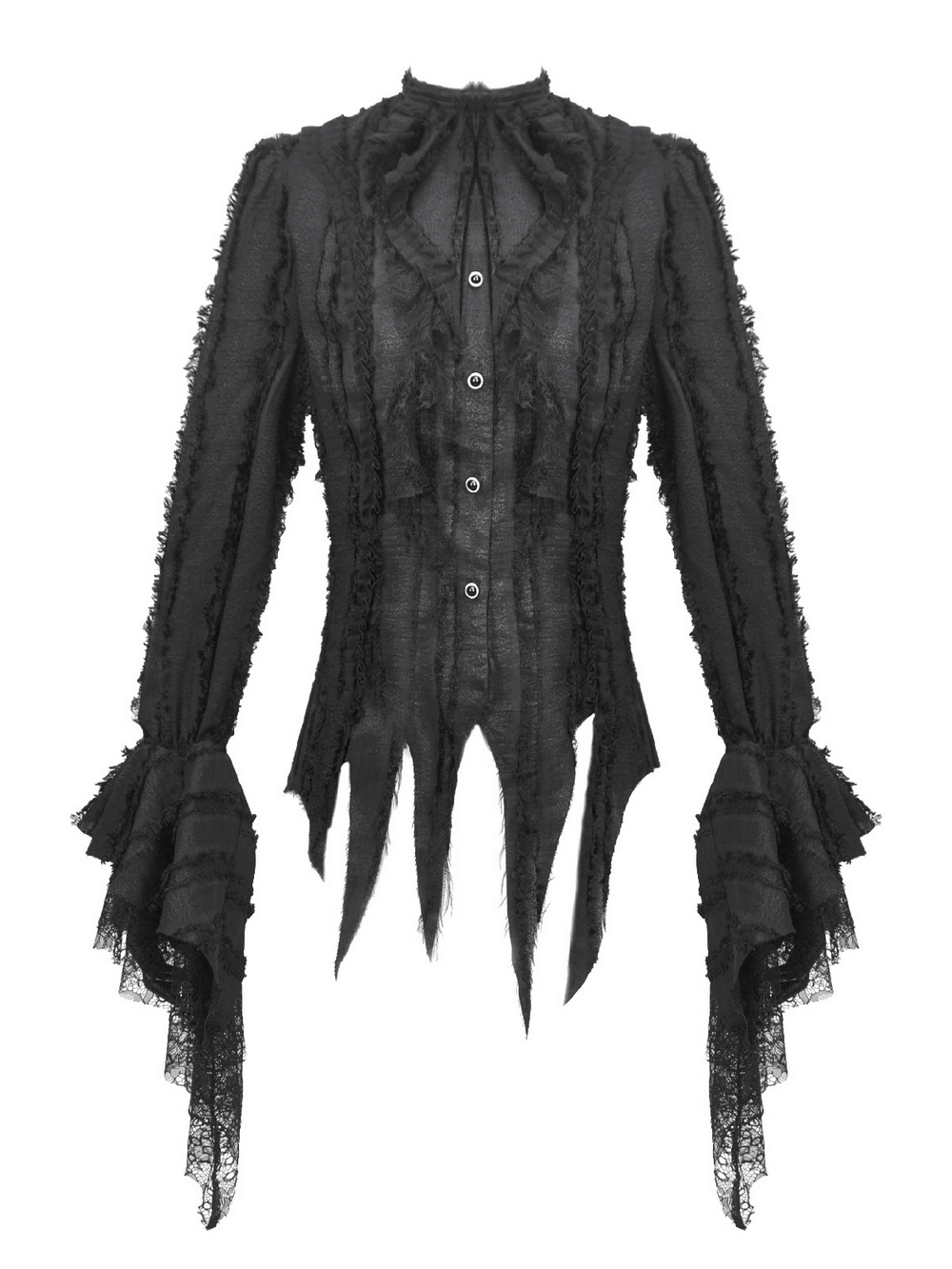 Gothic Lace Ruffle Long Sleeve Shirt with Button Closure