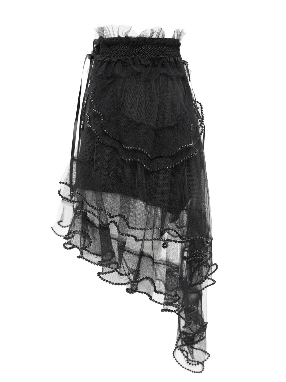 Gothic Lace Up Black Ruffled Shorts with Tie Detail
