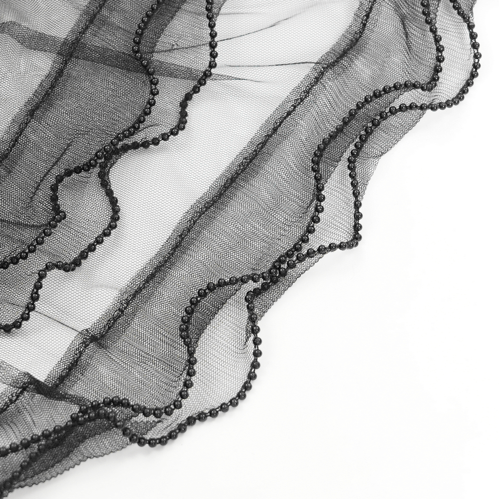 Gothic Lace Up Black Ruffled Shorts with Tie Detail