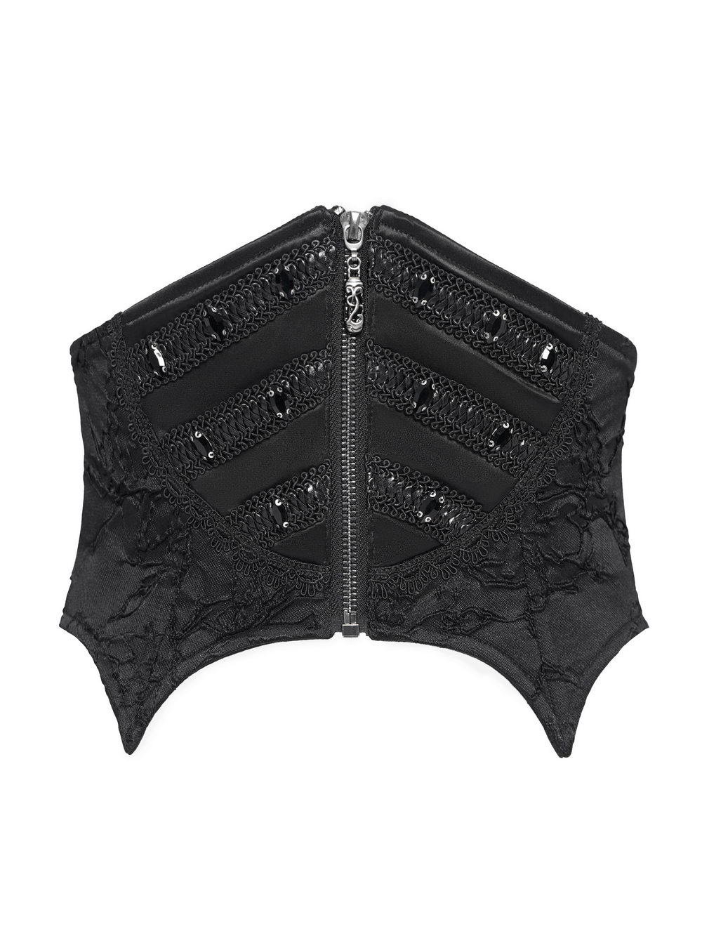Gothic Lace-Up Corset Belt with Zipper and Lace Details