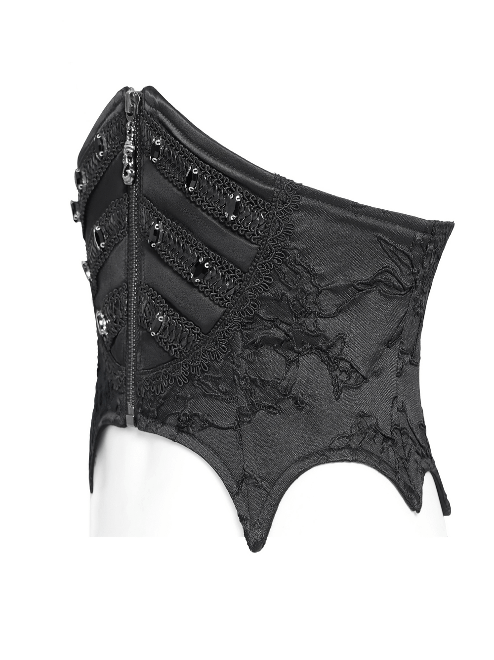 Gothic Lace-Up Corset Belt with Zipper and Lace Details