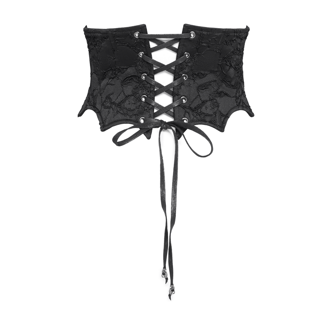 Gothic Lace-Up Corset Belt with Zipper and Lace Details
