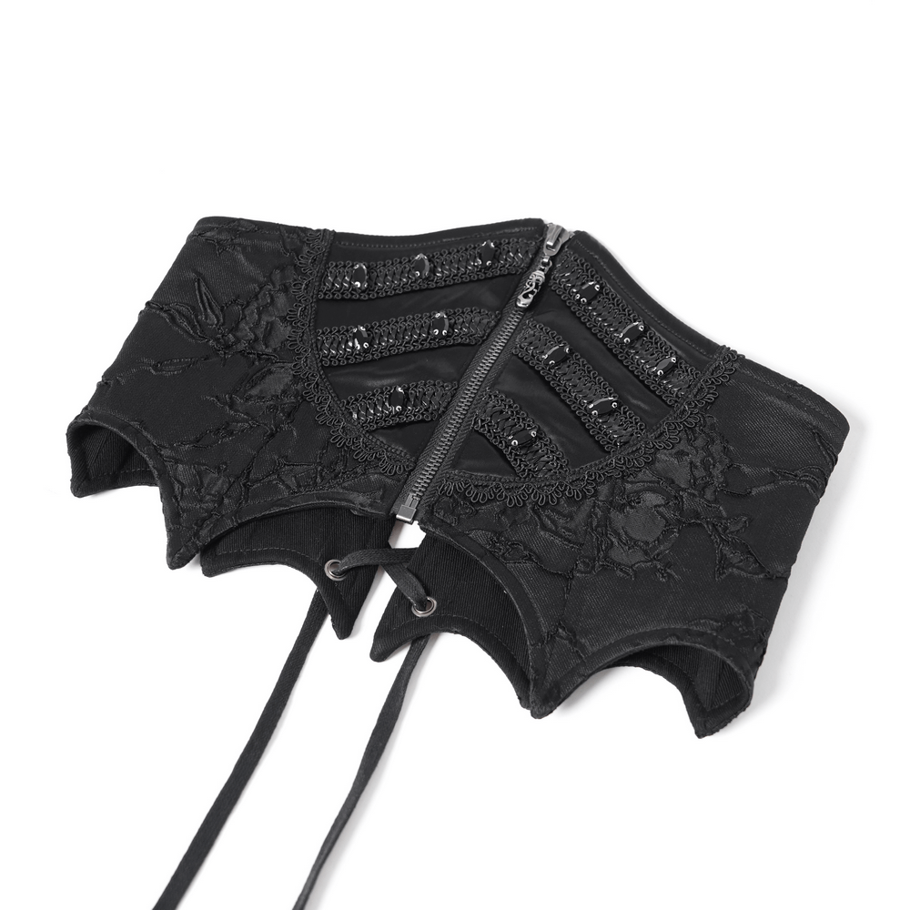 Gothic Lace-Up Corset Belt with Zipper and Lace Details