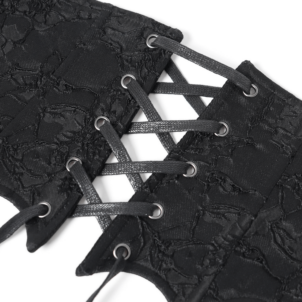 Gothic Lace-Up Corset Belt with Zipper and Lace Details