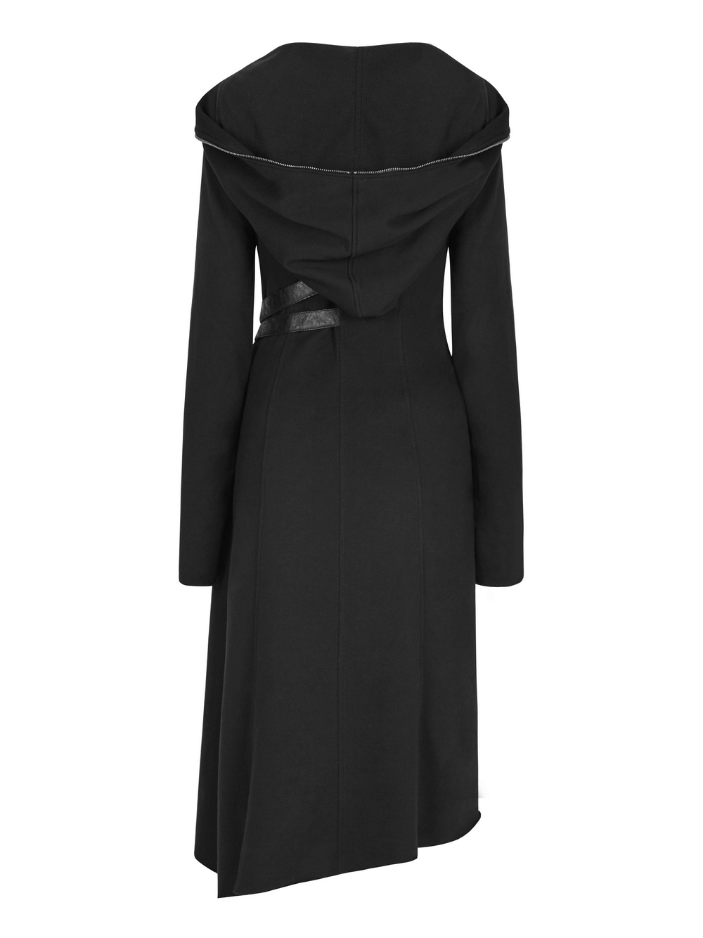 Gothic Lace-Up Long Coat with Hood and Buckles