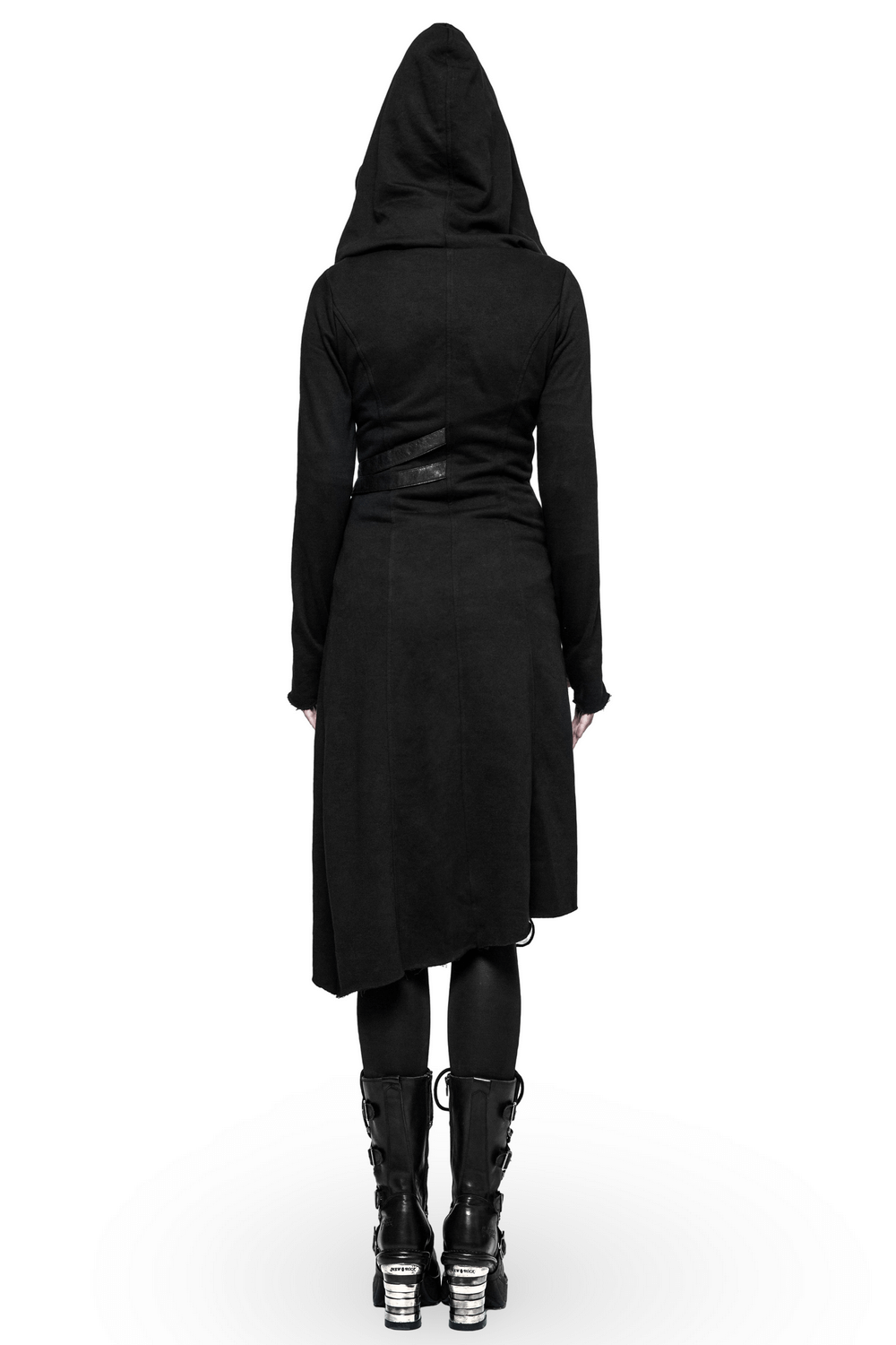 Gothic Lace-Up Long Coat with Hood and Buckles