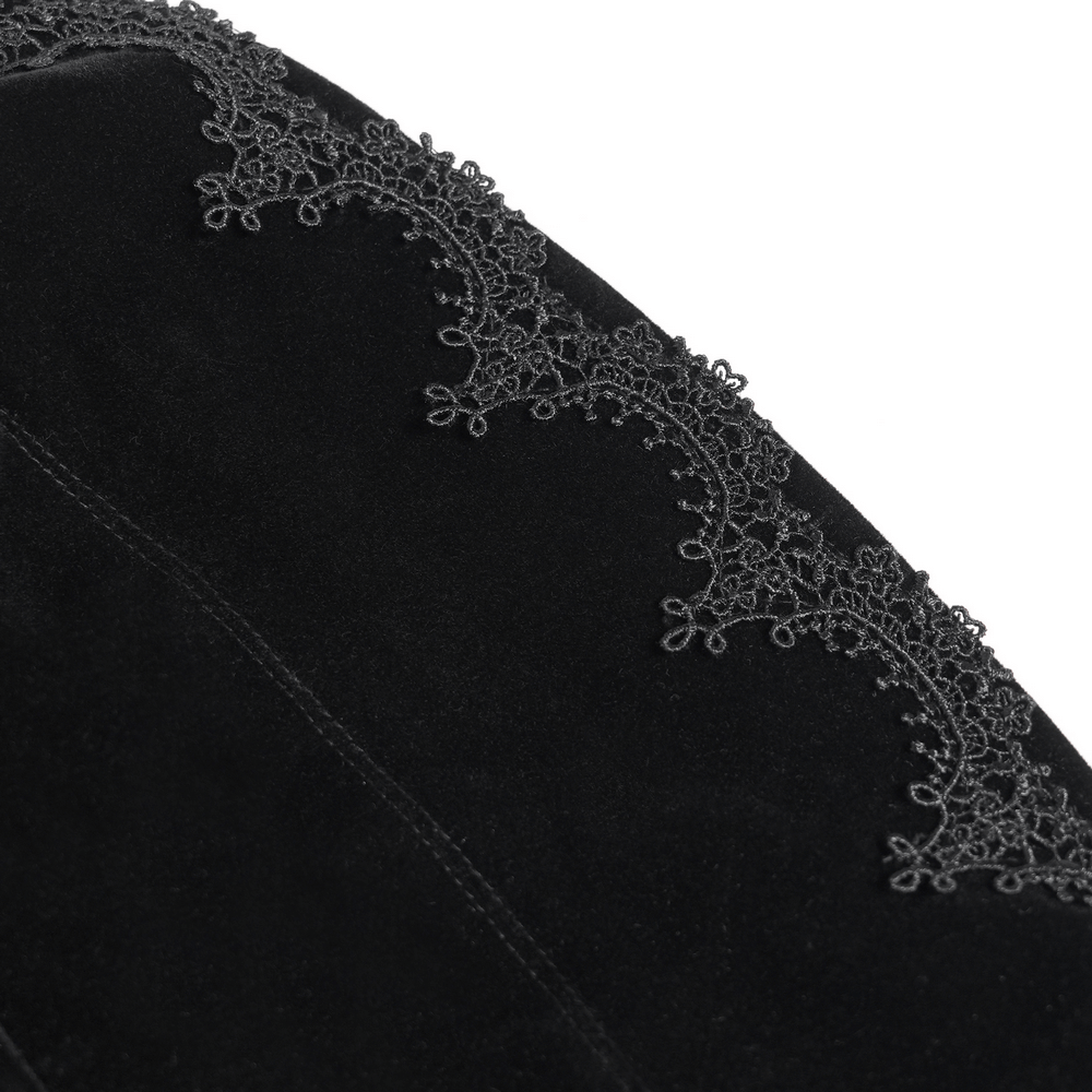 Gothic Lace-Up Long Coat with Velvet and Brocade Detail