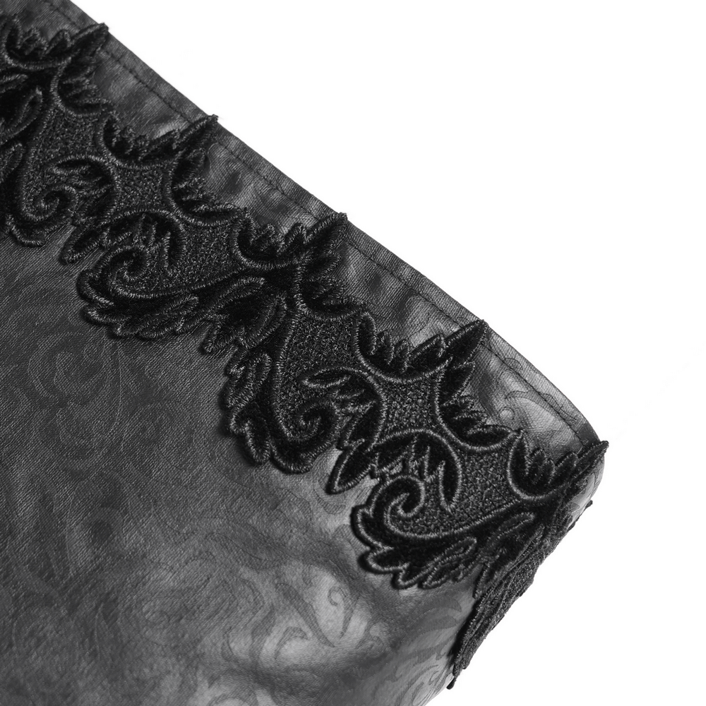 Gothic Lace-Up Long Coat with Velvet and Brocade Detail