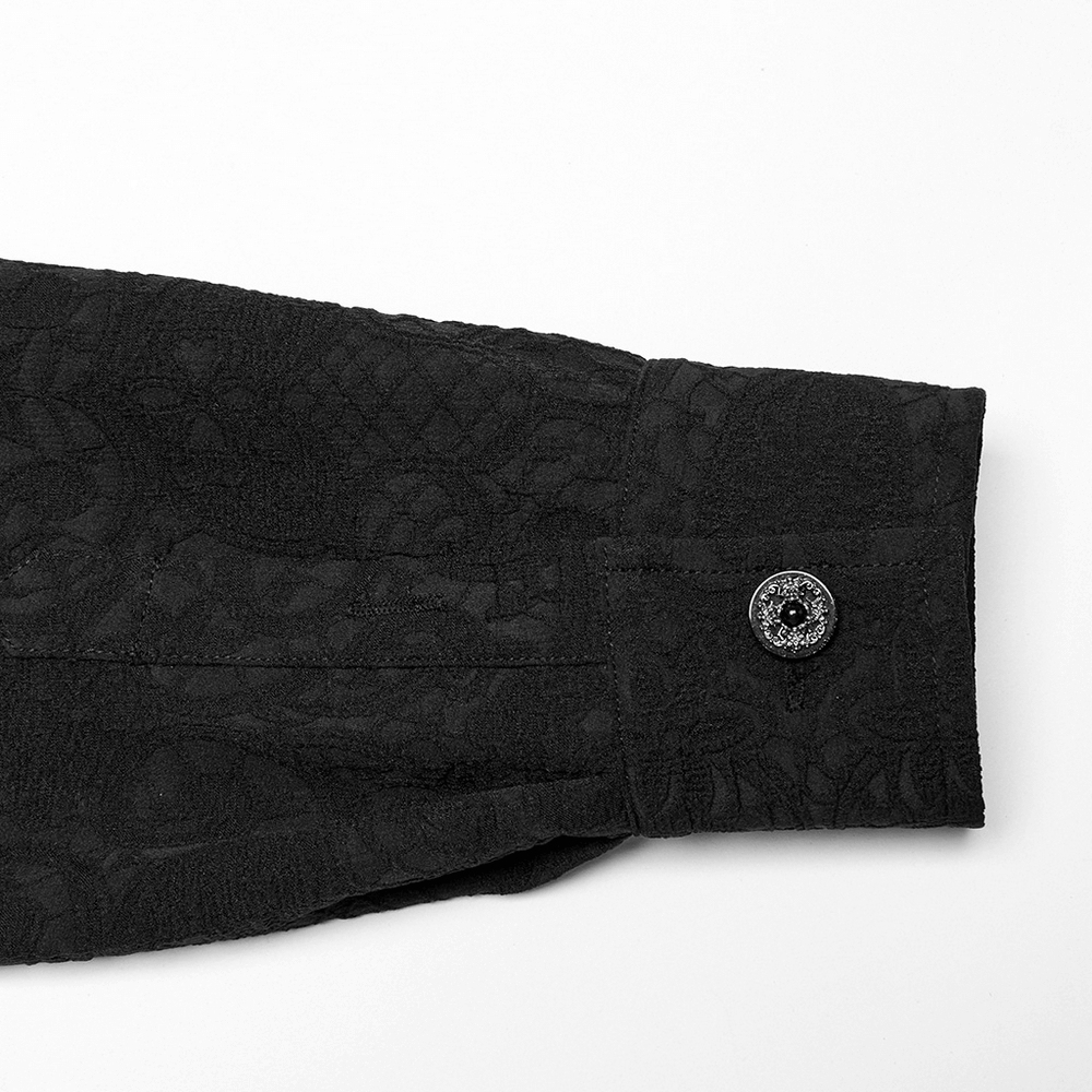 Gothic Lace-Up Long Sleeve Shirt with Brocade Design