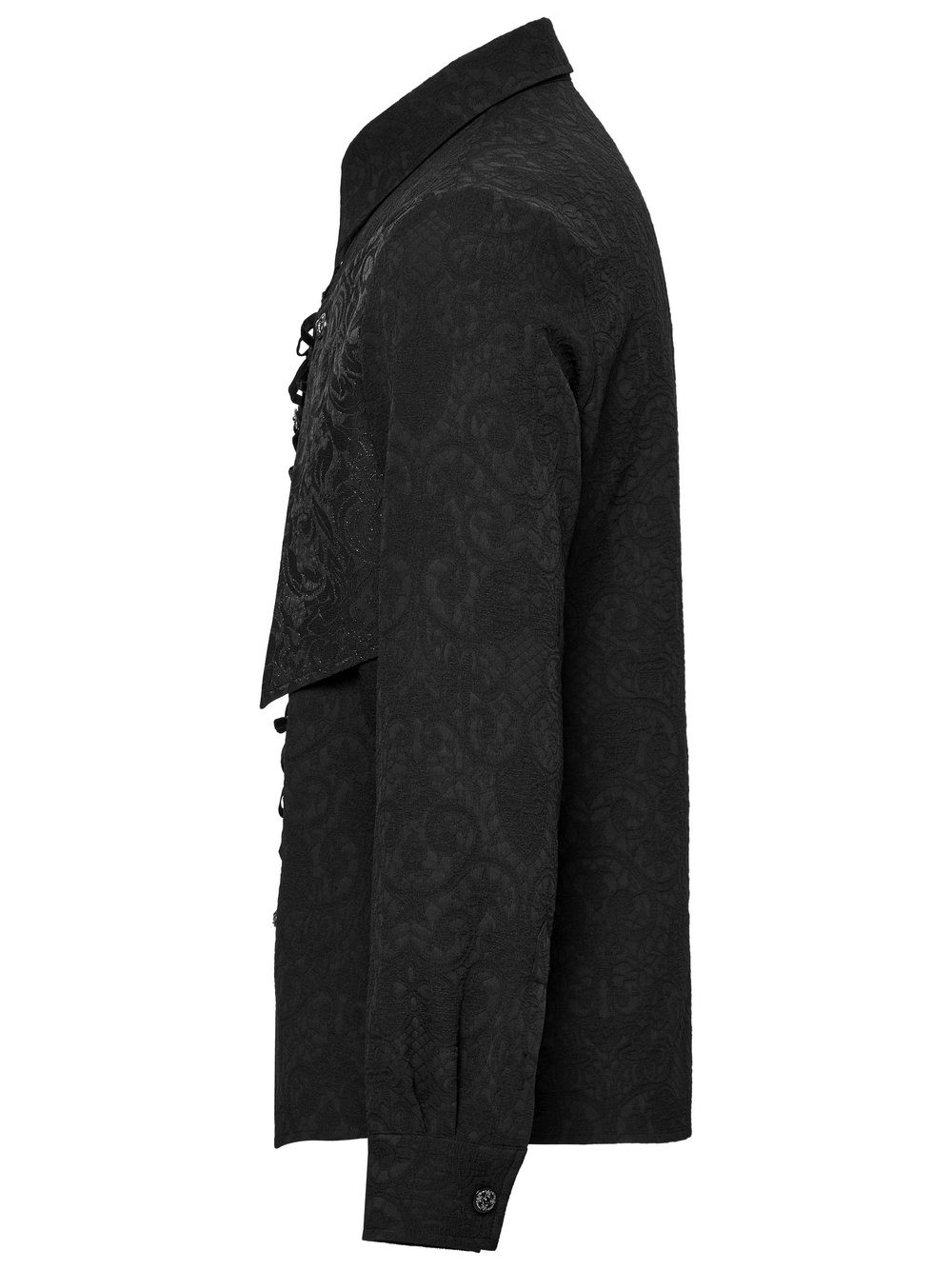 Gothic Lace-Up Long Sleeve Shirt with Brocade Design