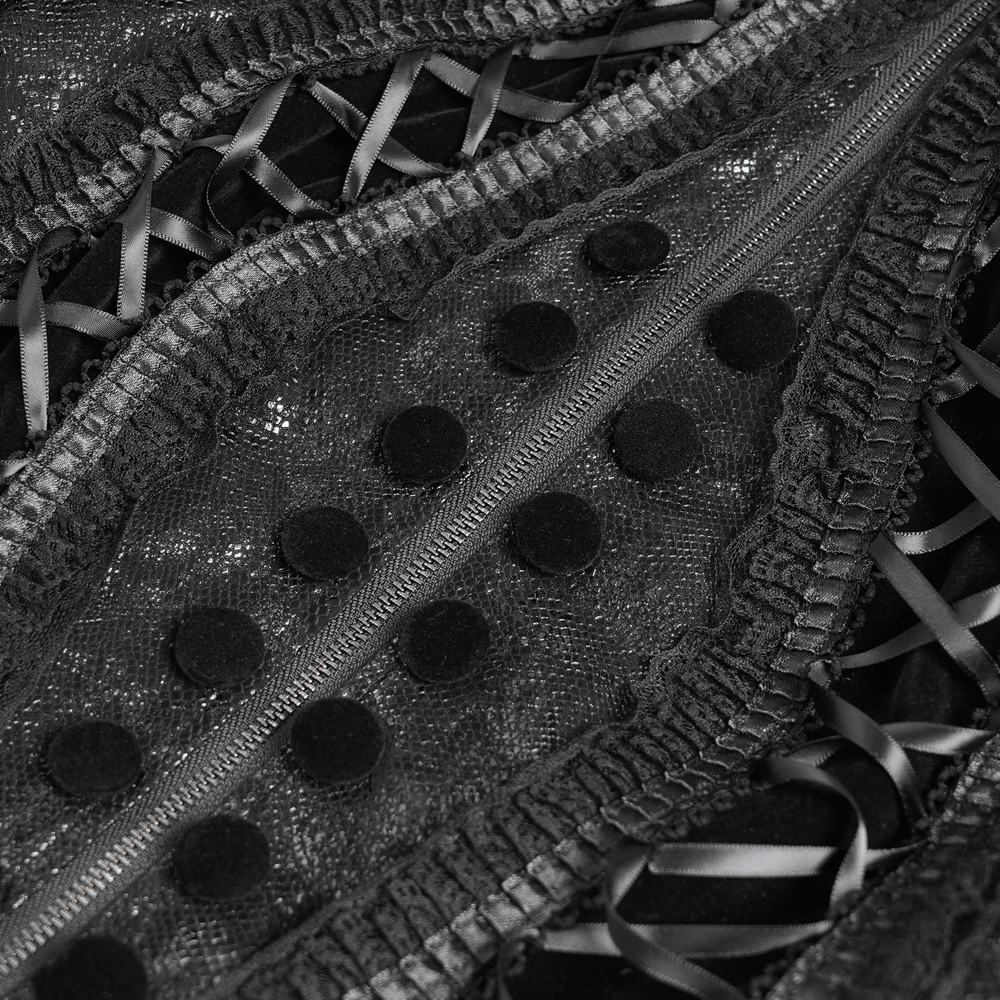 Gothic Lace-Up Victorian Jacket with Bell Sleeves and Cross