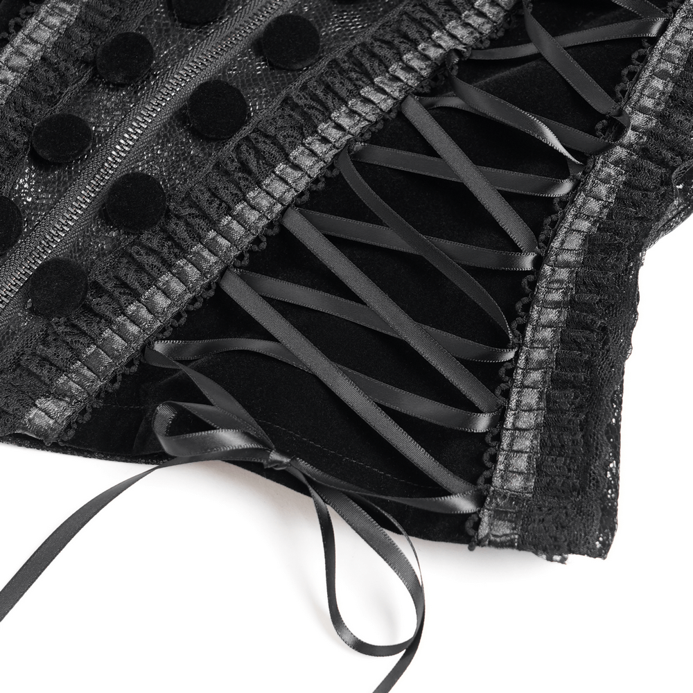 Gothic Lace-Up Victorian Jacket with Bell Sleeves and Cross