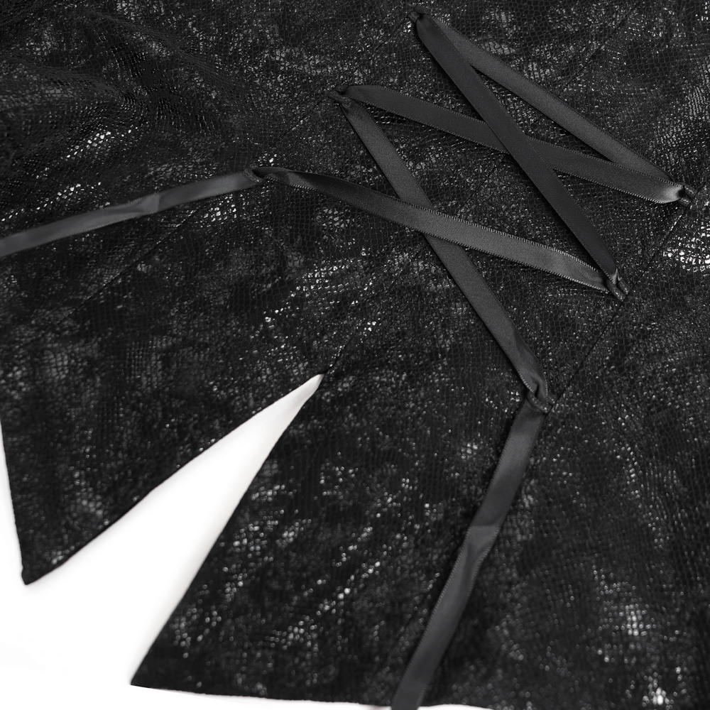 Gothic Lace-Up Victorian Jacket with Bell Sleeves and Cross