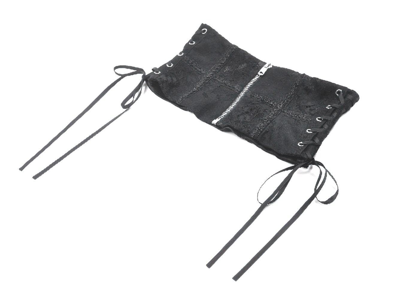 Gothic Lace-Up Waist Corset with Zipper and Satin Ribbons