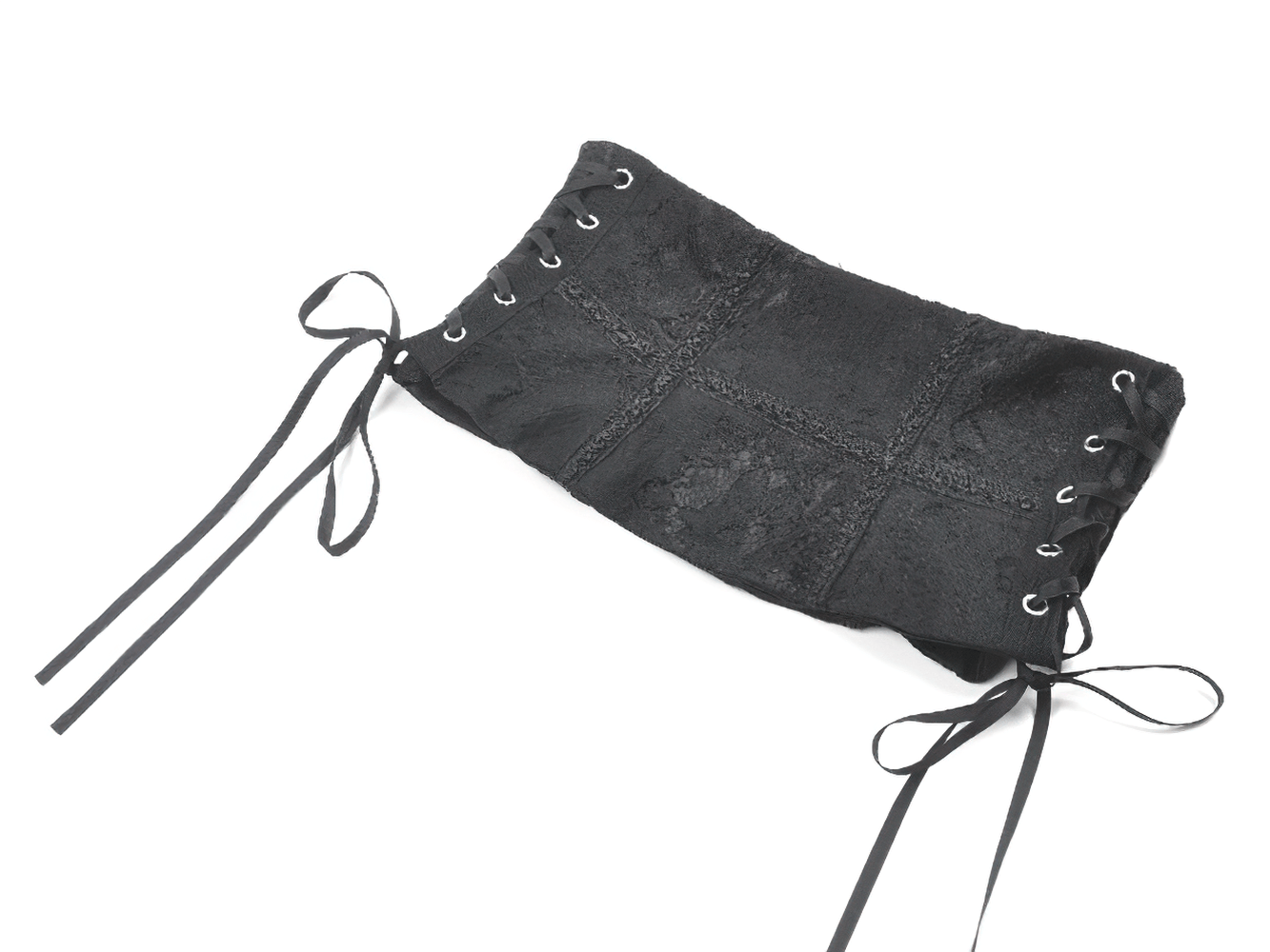 Gothic Lace-Up Waist Corset with Zipper and Satin Ribbons