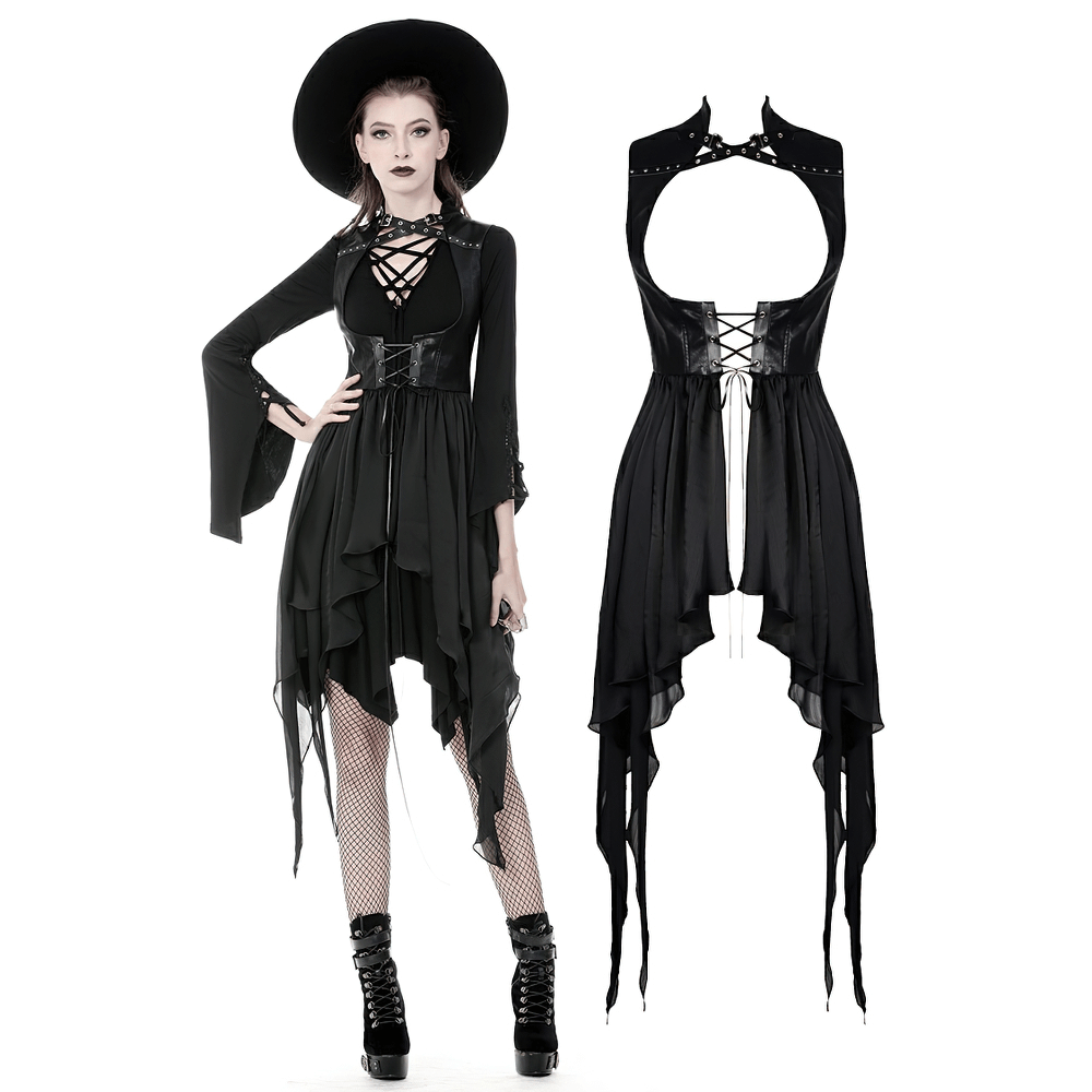 Gothic Lace-Up Waistcoat with an Asymmetrical Hem