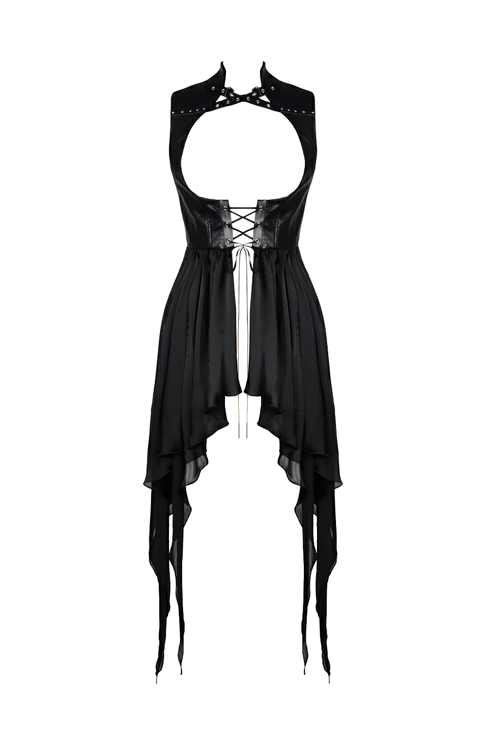 Gothic Lace-Up Waistcoat with an Asymmetrical Hem