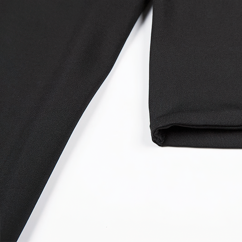 Gothic Ladies Long Sleeve Bodycon Top / Sexy Black Crop Top for You