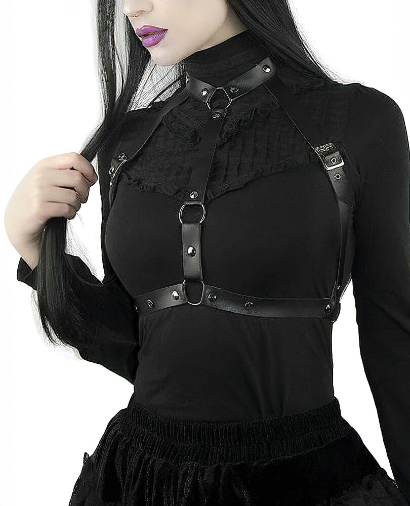 Gothic Leather Lingerie Harness for Women / PU Bra Belt Harness Cage Fetish Bondage