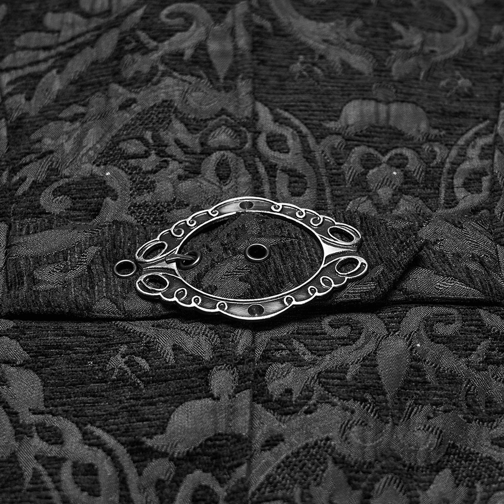 Gothic Long Brocade Coat with Faux Fur Collar and Cuffs