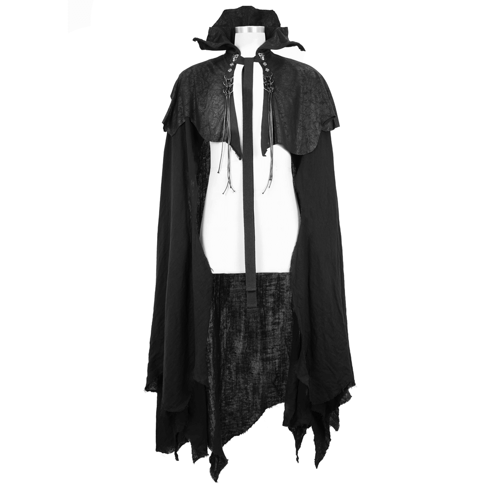 Gothic Long Cloak with Stand-Up Collar For Men