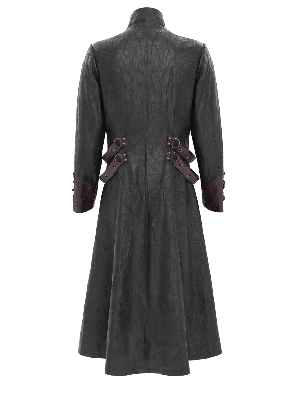 Gothic Long Coat with Buckled Panels and Metal Accents