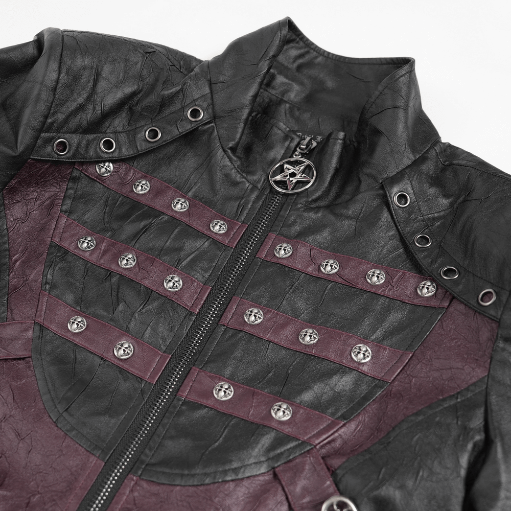 Gothic Long Coat with Buckled Panels and Metal Accents