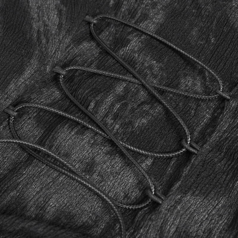 Gothic Long Sleeves Lace-Up Back Blouse for Women / Black Shirt with Heart-Shaped Cutout