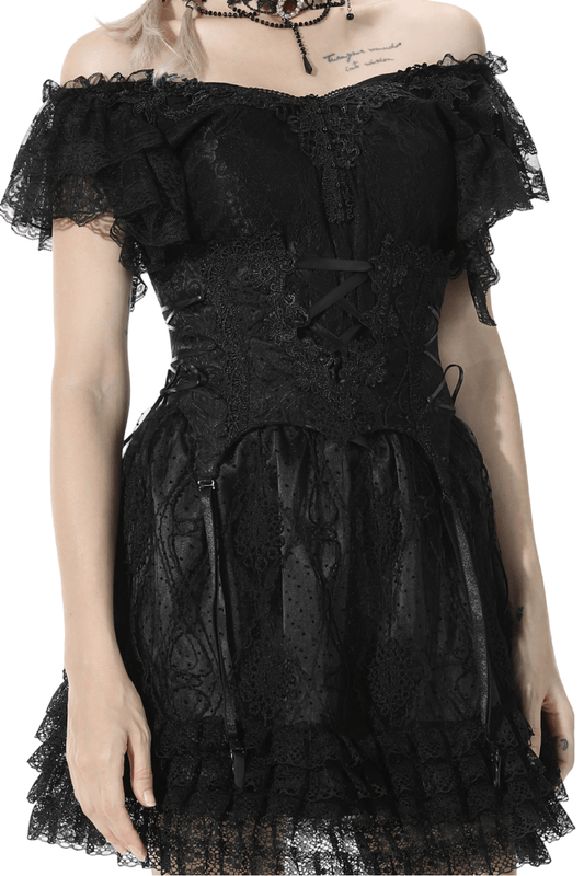 Gothic Luxe Underbust Lace Corset with Garters