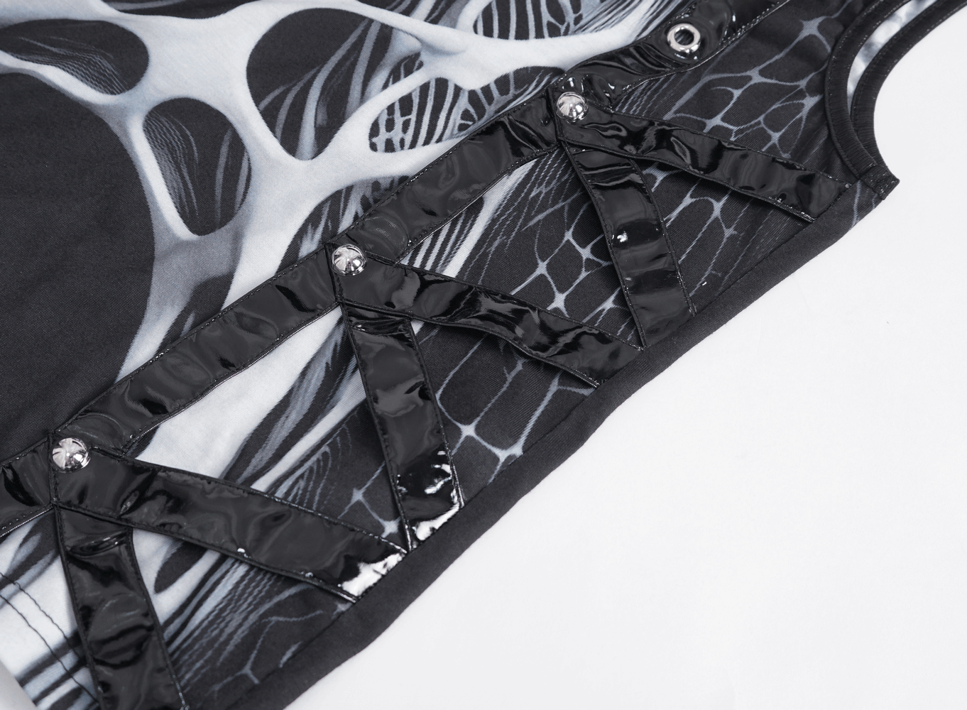 Gothic Male Tank Top with Skeleton Graphic and Rivets