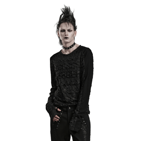 Gothic Men's Decadent Long Sleeves Top With Mesh