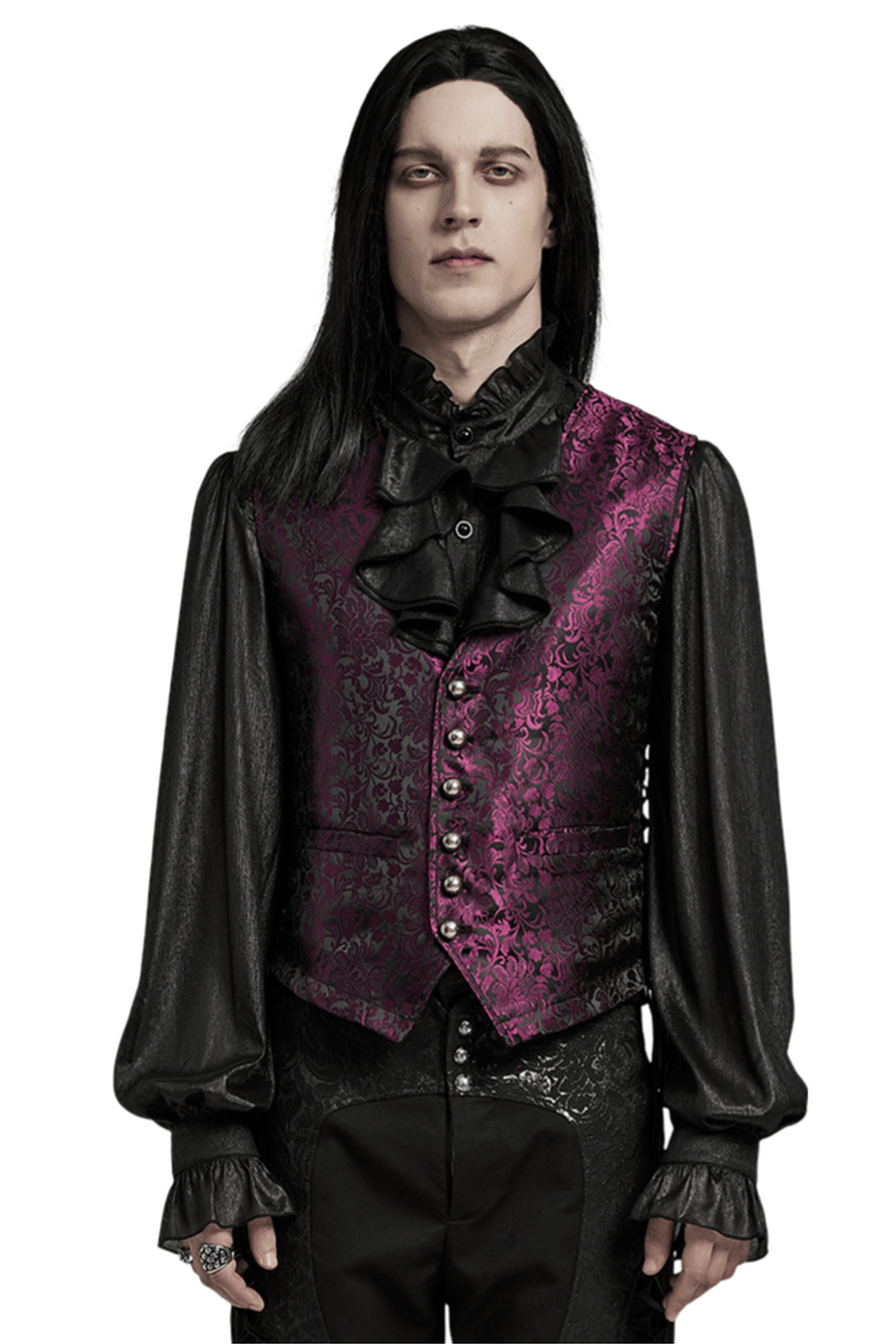 Gothic Men's Jacquard Waistcoat with Floral Pattern
