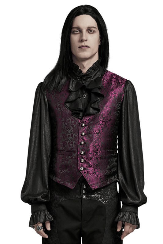 Gothic Men's Jacquard Waistcoat with Floral Pattern